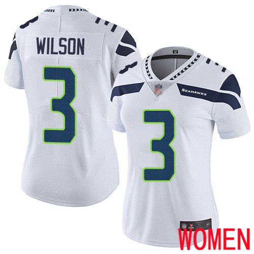 Seattle Seahawks Limited White Women Russell Wilson Road Jersey NFL Football #3 Vapor Untouchable->women nfl jersey->Women Jersey